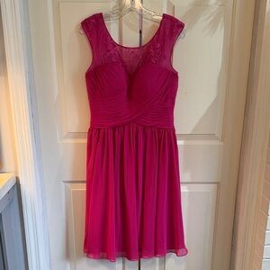 Azazie Fuchsia Lace Midi Dress